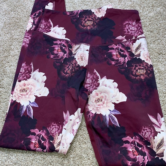 L’urv Burgundy Floral Leggings Size S - Picture 5 of 5